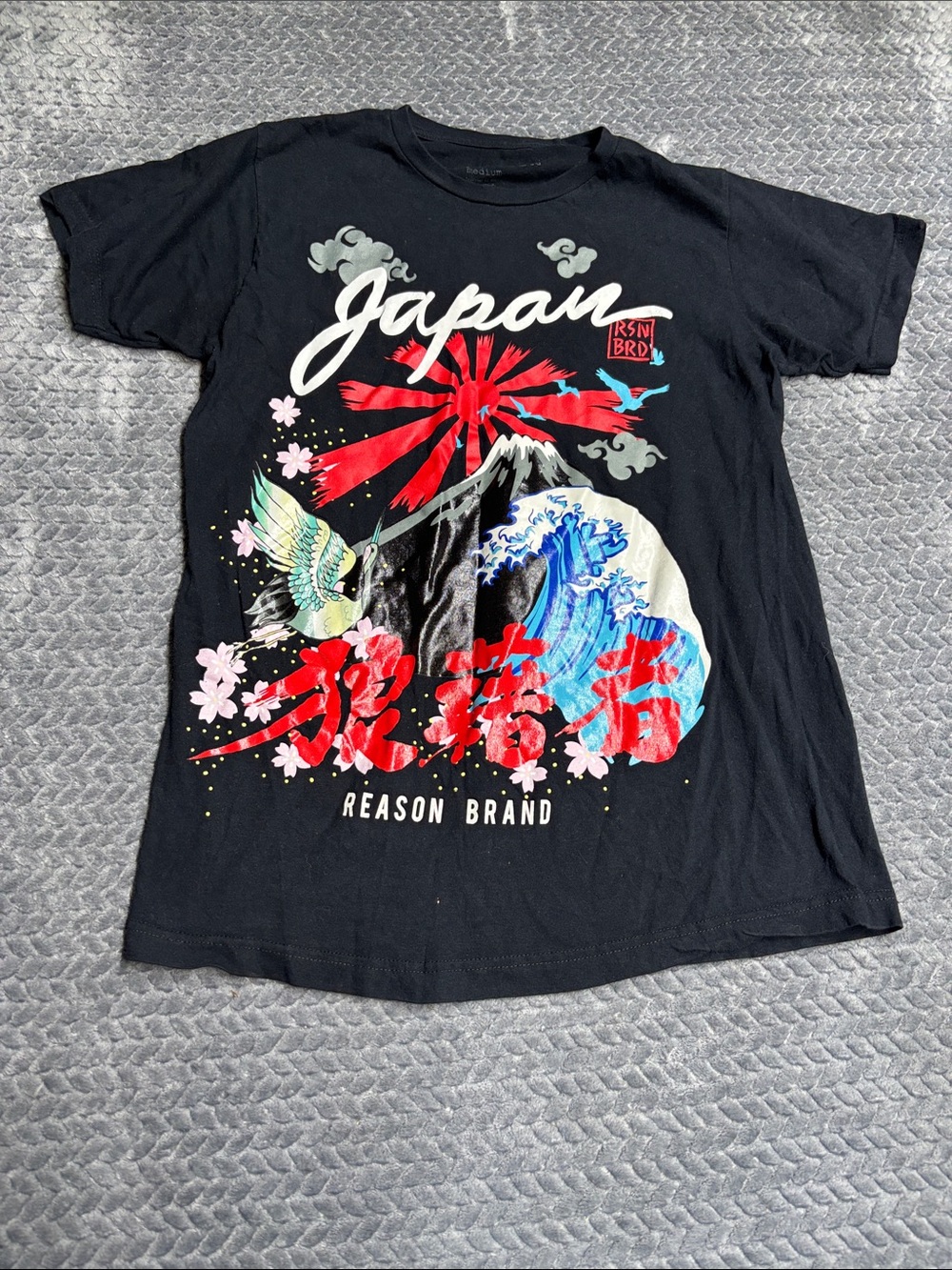 Reason Japan Graphic Tee - Black with Red & Blue Accents